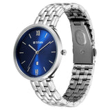 Titan Womens Neo Analog Watch Blue Dial with Silver Stainless Steel Band ,2784SM02