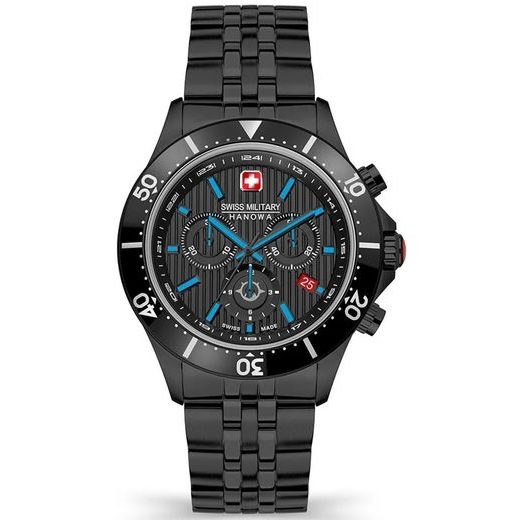 Swiss Military Hanowa Men's Chronograph Watch Black Dial with Black Stainless Steel Bracelet, SMWGI2100730