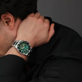 Swiss Military Hanowa Men's Analog Watch Malachite Green Dial with Silver Stainless Steel Bracelet, SMWGH0005804