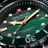 Swiss Military Hanowa Men's Analog Watch Malachite Green Dial with Silver Stainless Steel Bracelet, SMWGH0005804
