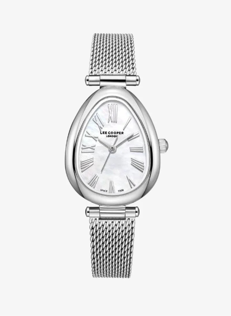Lee Cooper Women's Analog Watch with White Mother Of Pearl Dial and Silver Mesh Band, LC08360.320
