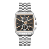 Lee Cooper Men's Watch Analog Black Dial with Silver Stainless Steel Band, LC08139.360