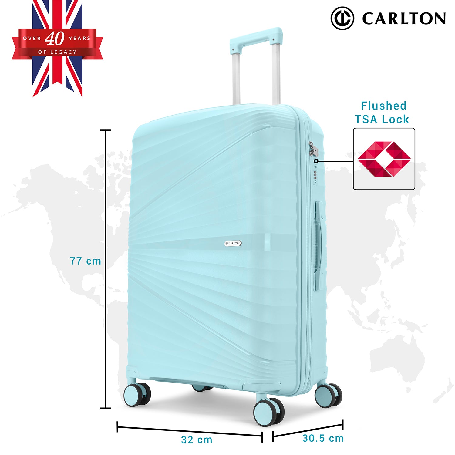 Carlton Hertford 76cm 8 Wheel Hard Top Trolley-Blue, HERTFORD76BL