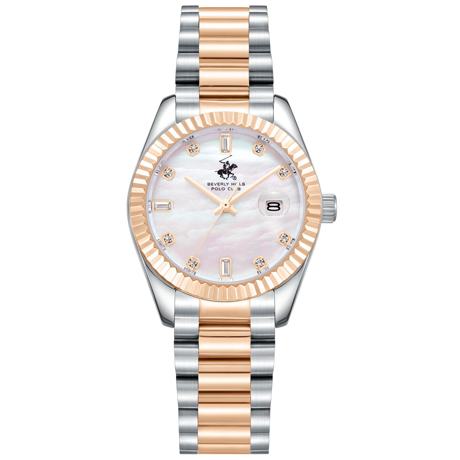 Beverly Hills Polo Club Women's Watch Analog Mother of Pearl Dial with Two-Toned Stainless Steel Band,  BP3801X.520