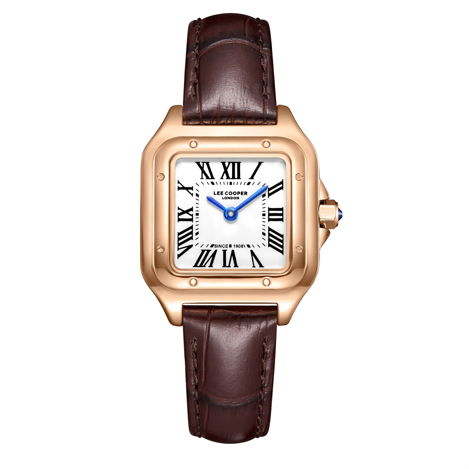 Lee Cooper Women's Watch Analog White Dial with Brown Leather Strap, LC08191.431