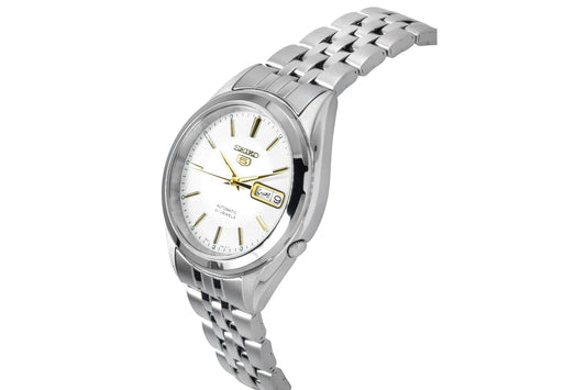Seiko 5 Sports Men's Automatic GMT Watch, White Dial with Stainless Steel Strap,SNKL17K