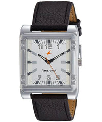 Fastrack Men's Watch Analog, White Dial Brown Leather Strap, 3040SL01