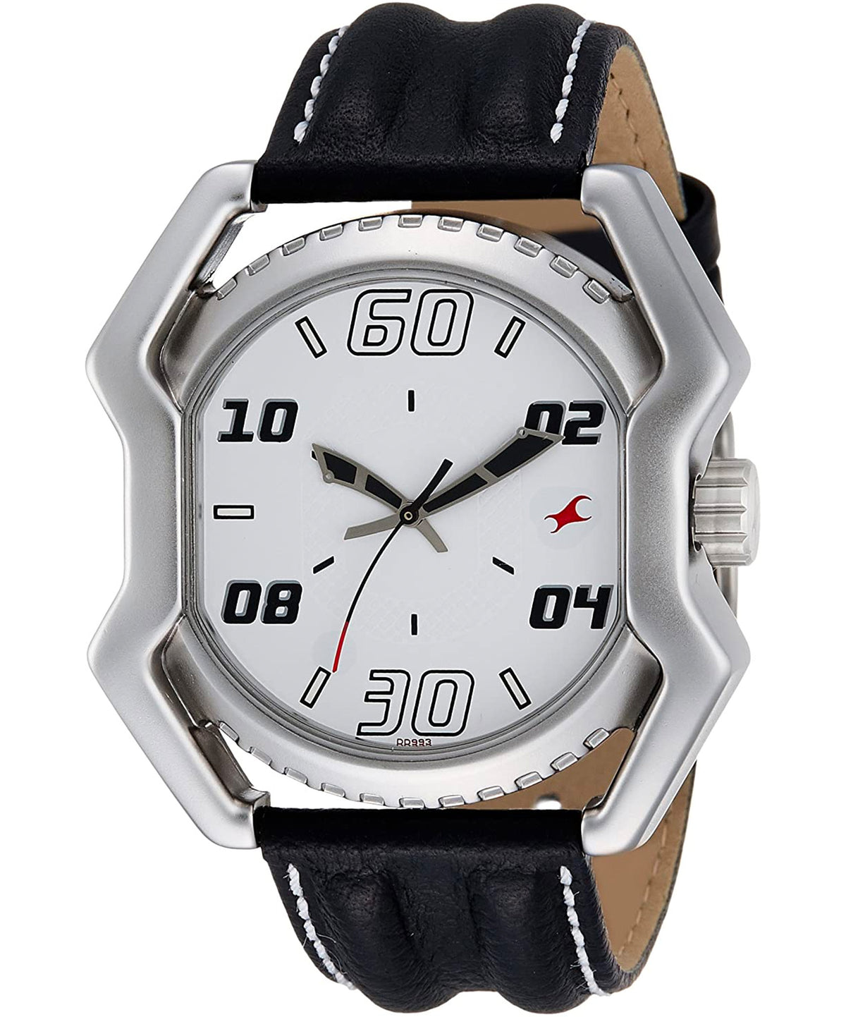 Fastrack Men's Watch Analog, White Dial Black Leather Strap, 3052SL01