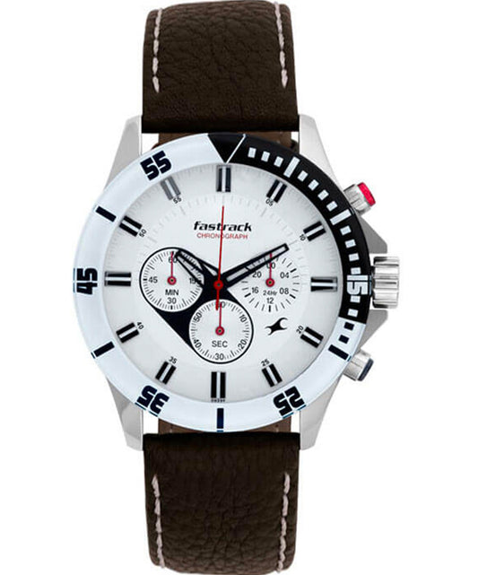 Fastrack, Men's, Analog Watch, White Dial, with Leather Band, FA-3072SL01