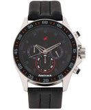 Fastrack Men's Watch Analog, Black Dial Black Leather Strap, 3072SL06