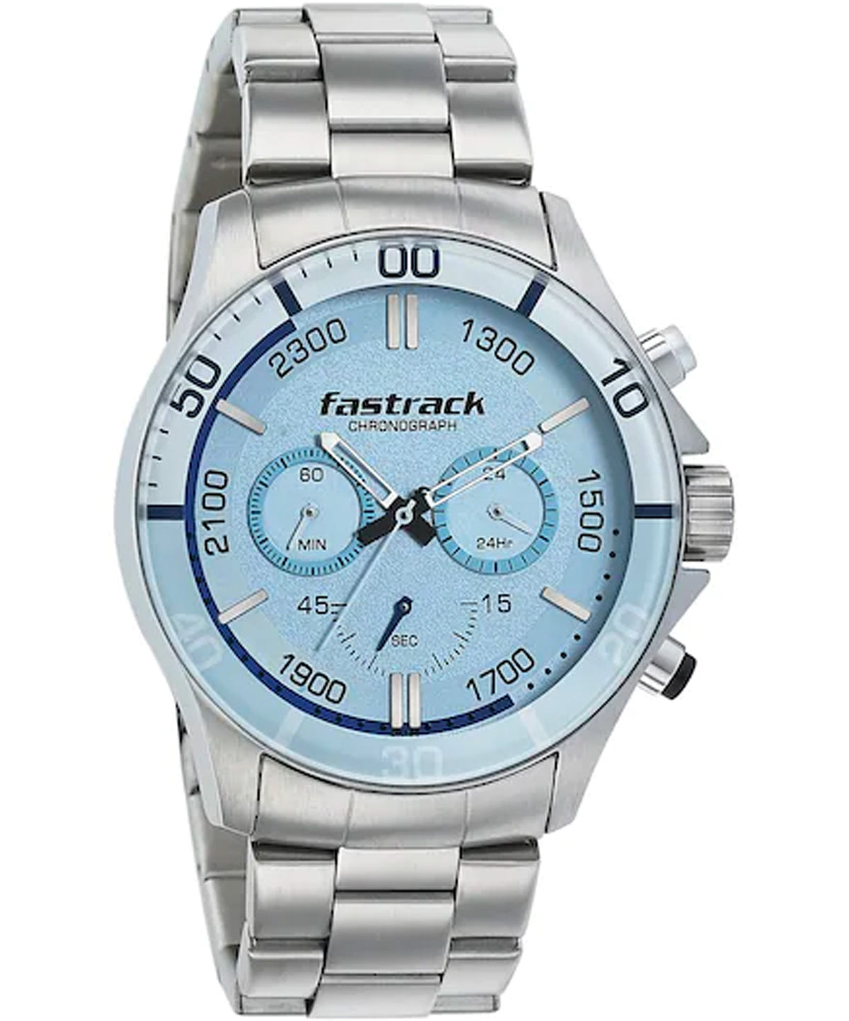 Fastrack Men's Watch Analog, Blue Dial Silver Stainless Steel Strap, 3072SM05