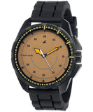 Fastrack Men's Watch Analog, Brown Dial Black Plastic Band, 3084NP01