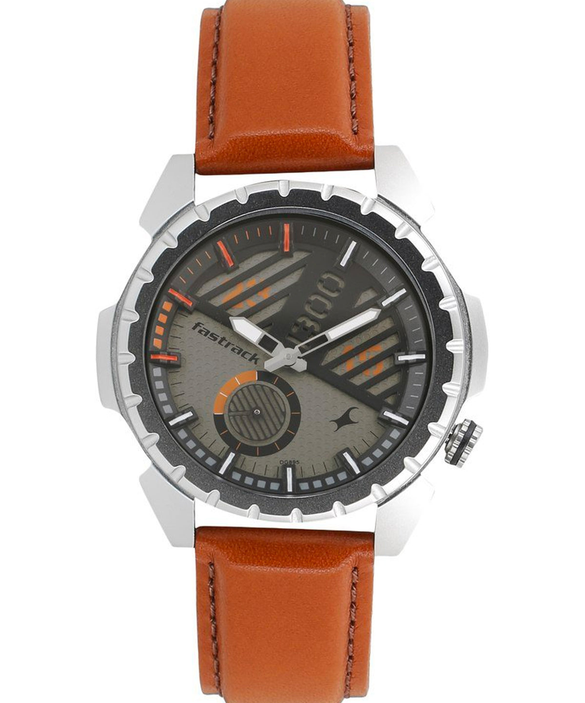 Fastrack Men's Watch Analog, Grey Dial Brown Leather Strap, 3090SL03