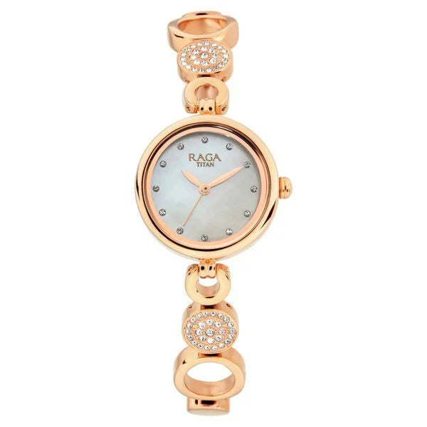 Titan Raga Women's Watch Analog Mother of Pearl Dial With Rose Gold Stainless Steel  Watch, 311WM05