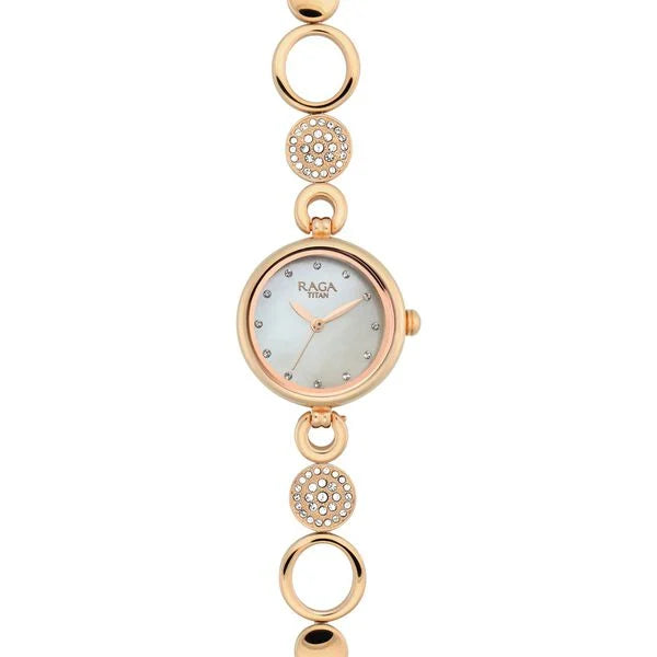 Titan Raga Women's Watch Analog Mother of Pearl Dial With Rose Gold Stainless Steel  Watch, 311WM05