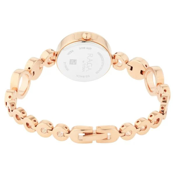 Titan Raga Women's Watch Analog Mother of Pearl Dial With Rose Gold Stainless Steel  Watch, 311WM05