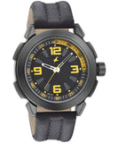 Fastrack Men's Watch Analog, Black Dial Black Leather Strap, 3130NL01