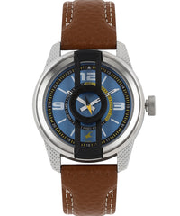 Fastrack Men's Watch Analog, Blue Dial Brown Leather Strap, 3152KL01