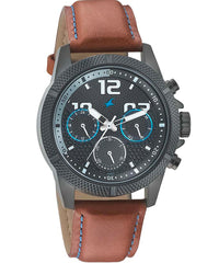 Fastrack, Men’s Watch Analog, Black Dial Brown Leather Strap, 3169NL01