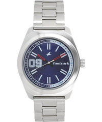 Fastrack, Men’s Watch Varsity Collection Analog, Blue Dial Silver Stainless Steel Strap, 3174SM02