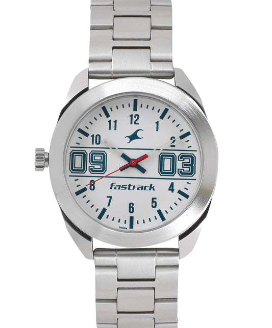 Fastrack, Men's, Analog Watch, White Dial, with Stainless Steel Band, FA-3175SM01