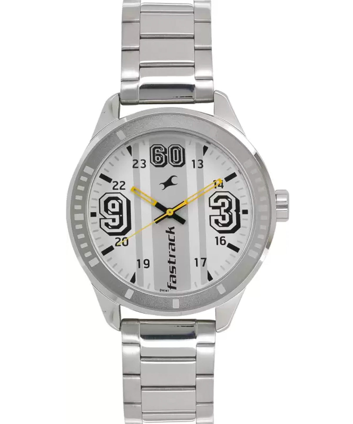 Fastrack, Men’s Watch Varsity Collection Analog, White Dial Silver Stainless Steel Strap, 3177SM02