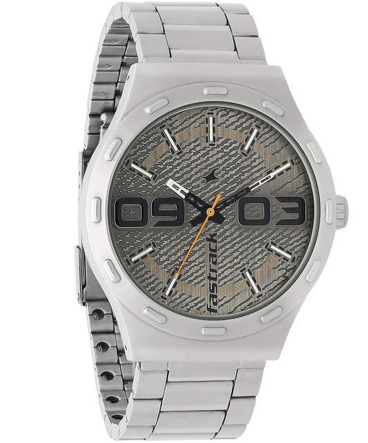 Fastrack, Men's, Analog Watch, Silver Dial, with Stainless Steel Band, FA-3183SM01