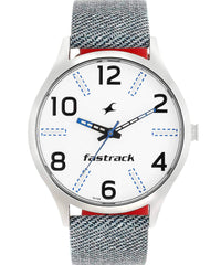 Fastrack, Men’s Watch Analog, White Dial Grey Leather Strap, 3184SL01