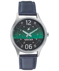 Fastrack, Men’s Watch Space Rover Collection Analog , Green Dial Blue Leather Band, 3184SL04