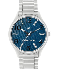 Fastrack, Men’s Watch Analog, Blue Dial Silver Stainless Steel Strap, 3184SM01