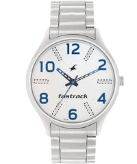 Fastrack, Men’s Watch Analog, White Dial Silver Stainless Steel Strap, 3184SM02