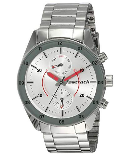 Fastrack, Men's, Analog Watch, Silver Dial, with Stainless Steel Band, FA-3201SM01