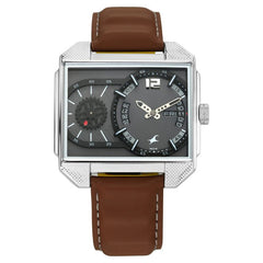 Fastrack, Men’s Watch FastFit Collection Analog , Grey Dial Brown Leather Strap,  3225KM03