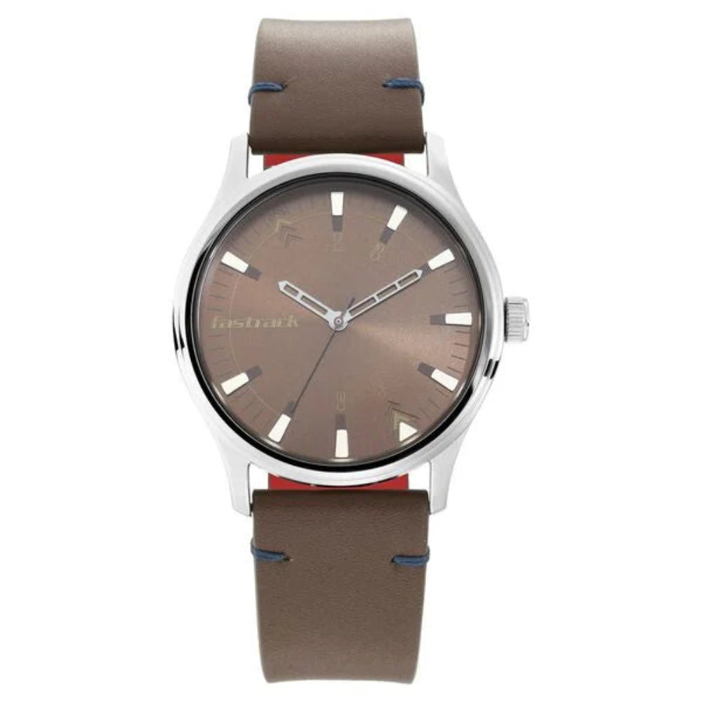 Fastrack 3236SL03 Watches Fastrack, Men's Watch Analog, Brown Dial Brown Leather Strap, 3236SL03