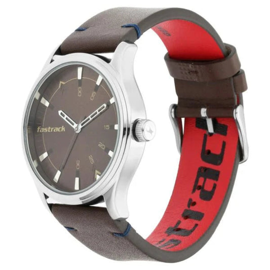 Fastrack 3236SL03 Watches Fastrack, Men's Watch Analog, Brown Dial Brown Leather Strap, 3236SL03