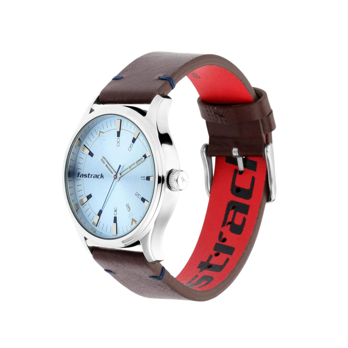 Fastrack, Men’s Watch Light Blue FastfitCollection Analog, Light Blue Dial Brown Leather Strap, 3236SL02