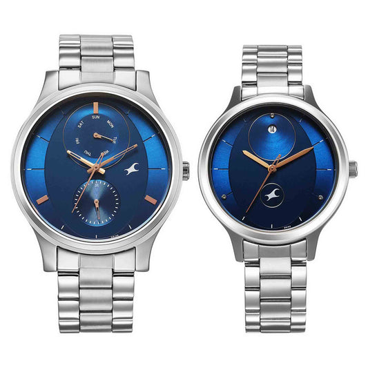 Fastrack, Unisex, Analog Watch, Blue Dial, with Stainless Steel Band, FA-3240SM01P