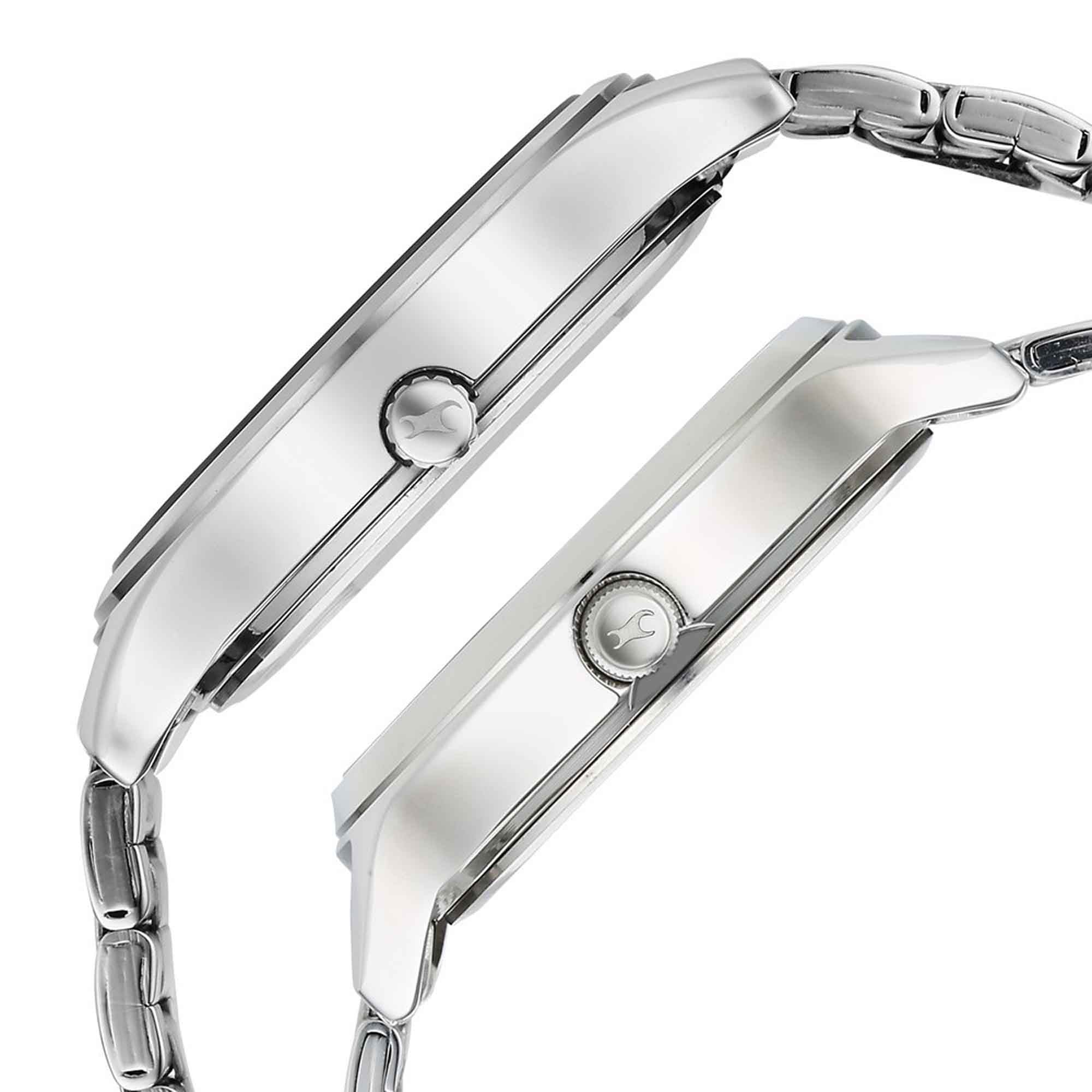 Fastrack Mixmatched Couple Quartz watch  Multifunction Blue Dial Silver Stainless Steel Strap, 3240sm01p