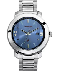 Fastrack, Men’s Watch Bare Basics Collection Analog, Blue Dial Silver Stainless Steel Band, 3246SM03