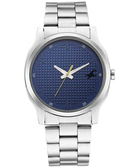 Fastrack, Men’s Watch Stunners Collection Analog, Blue Dial Silver Stainless Steel Strap, 3255SM01