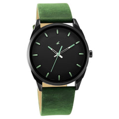 Fastrack, Men's After Dark Collection Watch Analog, Black Dial Green Leather Strap, 3273NL01