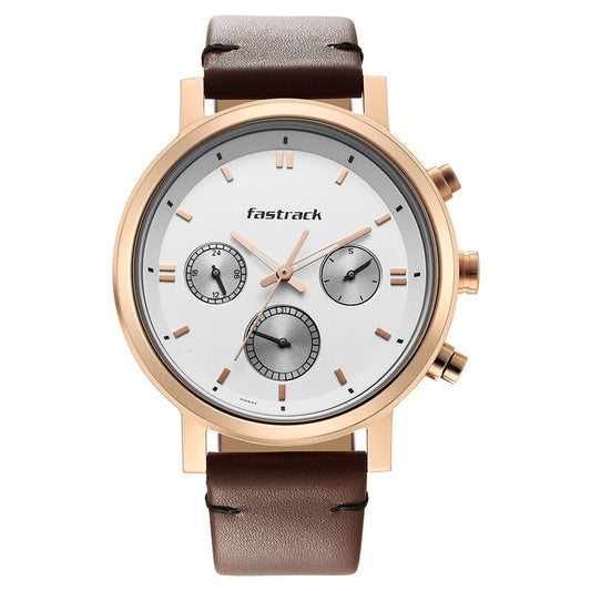 Fastrack, Men's, Analog Watch, White Dial, with Leather Band, FA-3287WL01