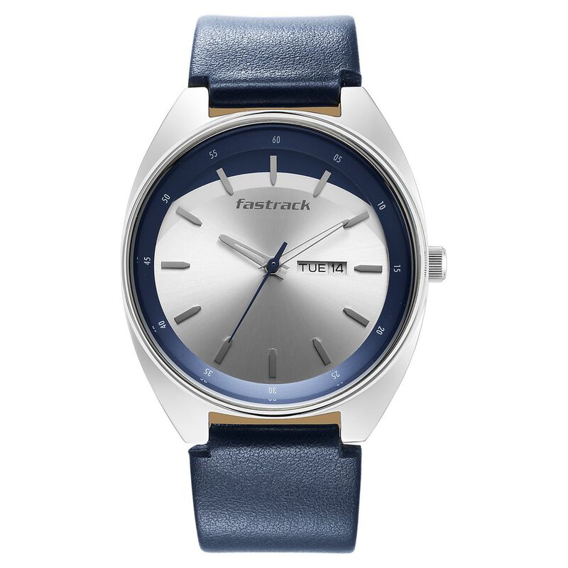 Fastrack, Men's Watch Analog, Silver Dial Blue Stainless Steel Band, 3292SL01