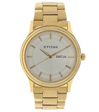 Titan Men's Watch Karishma Collection Analog, Silver Dial Gold Stainless Strap, 1650YM05