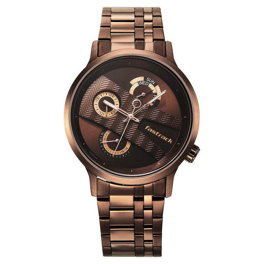 Fastrack, Men's, Analog Watch, Brown Dial, with Stainless Steel Band, FA-3301QM01