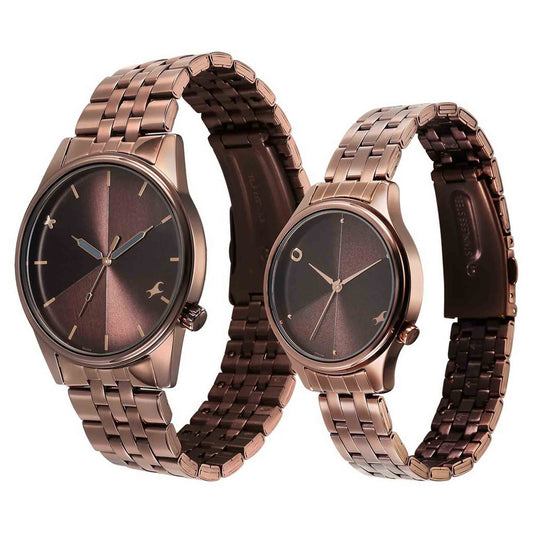 Fastrack, Unisex, Analog Watch, Brown Dial, with Stainless Steel Band, FA-3305QM02P