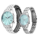 Fastrack Couple Watch Analog Blue Dial with Silver Stainless Steel Band, 3305SM02P