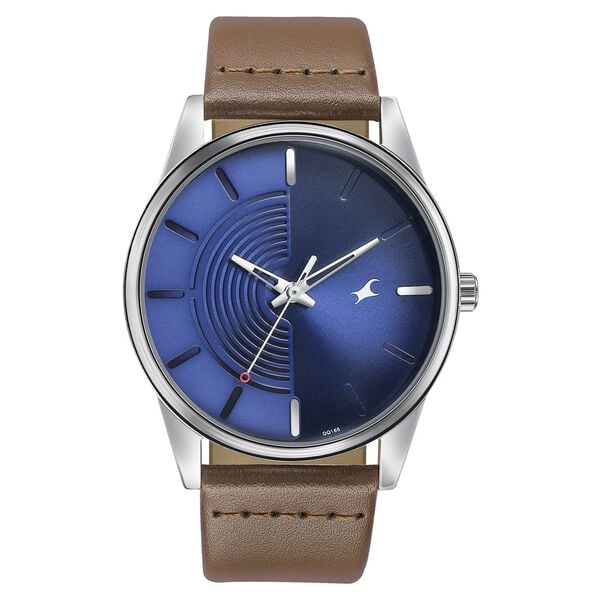 Fastrack Stunners Men's Watch Analog Blue Dial Brown Leather Strap, 3305SL01