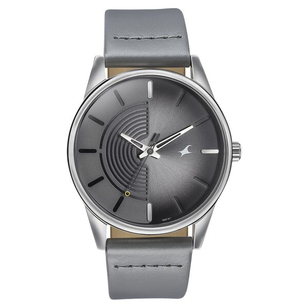 Fastrack Stunners Men's Watch Analog Grey Dial Grey Leather Strap, 3305SL02