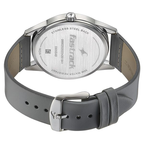 Fastrack Stunners Men's Watch Analog Grey Dial Grey Leather Strap, 3305SL02